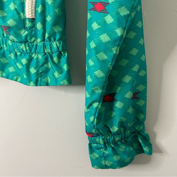 The North Face Women’s Teal Green Blue Printed Rainjacket - Picture 3 of 6